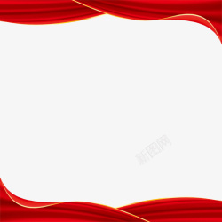 彩色纹理红色绸子边框元素素材