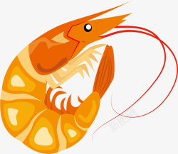 橙色海虾橙色卡通美味大虾高清图片