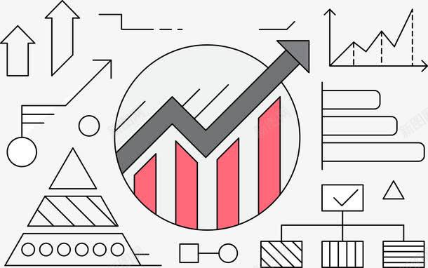 递增箭头png免抠素材_新图网 https://ixintu.com 上升 几何 柱状图 线条 递增