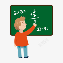 数学课卡通填写算数等式答案的男孩高清图片
