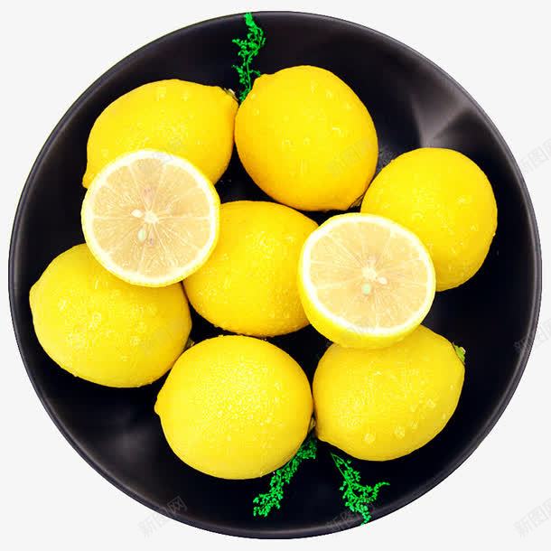 一盘柠檬png免抠素材_新图网 https://ixintu.com 圆形 手绘 柠檬 水果 盘子 绿色 黄色 黑色