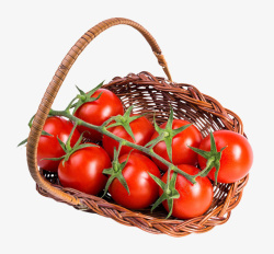 两篮子樱桃实物篮子里带藤樱桃番茄高清图片