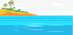海岛日落蓝色清新卡通海水海底高清图片