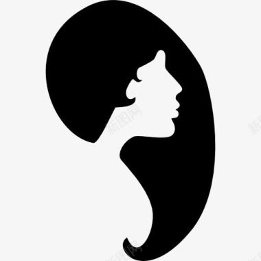 女性的头发和脸的轮廓形状图标图标