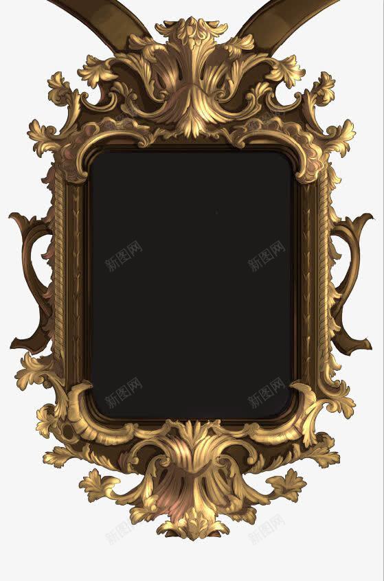 黑色镜子png免抠素材_新图网 https://ixintu.com 古代镜子 古镜 复古 时尚边框 金属镜子 金色边框 魔法 魔镜