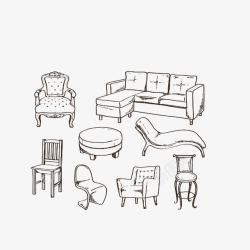 躺椅沙发手绘家具高清图片