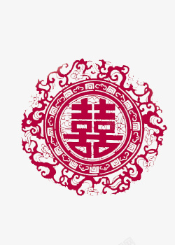 中国传统喜字窗帘素材