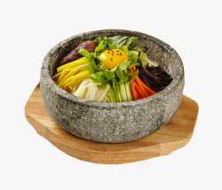 青菜拌饭石锅铁板韩式拌饭高清图片