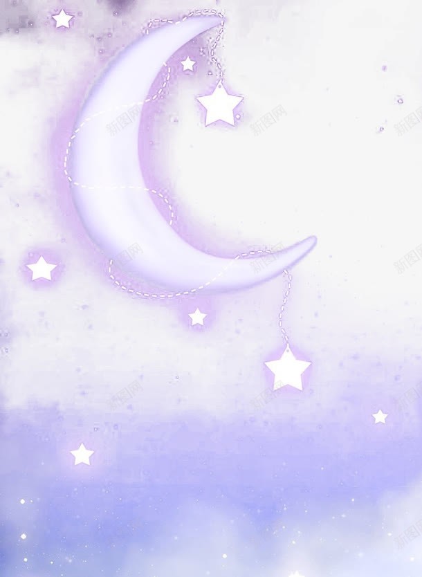 水彩月亮png免抠素材_新图网 https://ixintu.com 星星 月亮 紫色