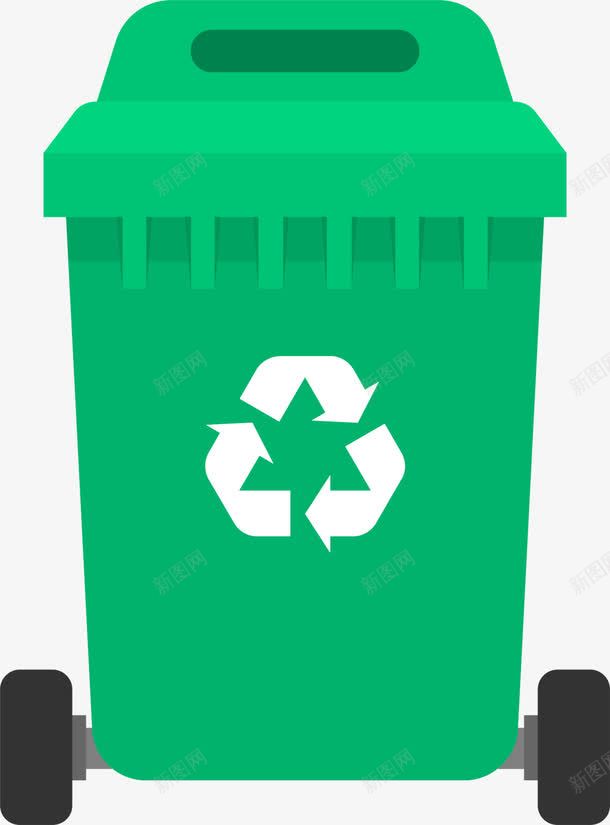 绿色立体卡通垃圾桶png免抠素材_新图网 https://ixintu.com 三角 世界环境日 回收 循环 环保 生态循环 绿色垃圾桶 自然