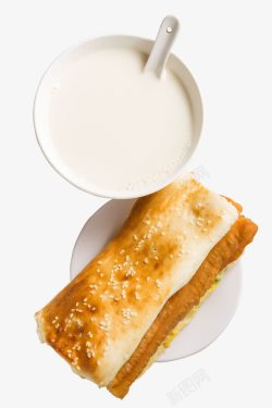 白粥中式早餐豆浆和煎饼果子高清图片