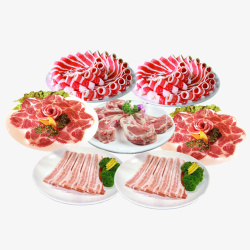 烤肉食材素材韩式五花肉火锅套餐高清图片