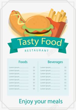 快餐店菜单设计汉堡套餐菜单模板高清图片