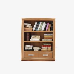 原木色中式柜子全橡木矮书架高清图片