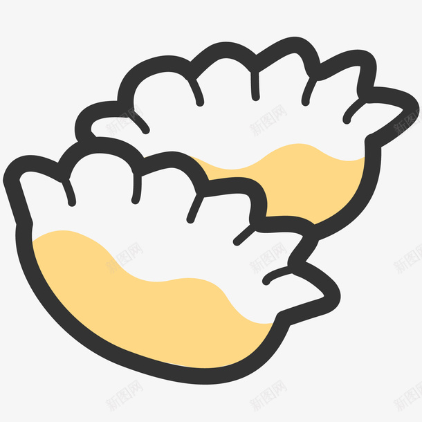 黄色手绘线稿水饺元素矢量图图标eps_新图网 https://ixintu.com 卡通图标 吃的 圆弧 扁平化 手绘 线稿 美食 食物 黄色 矢量图