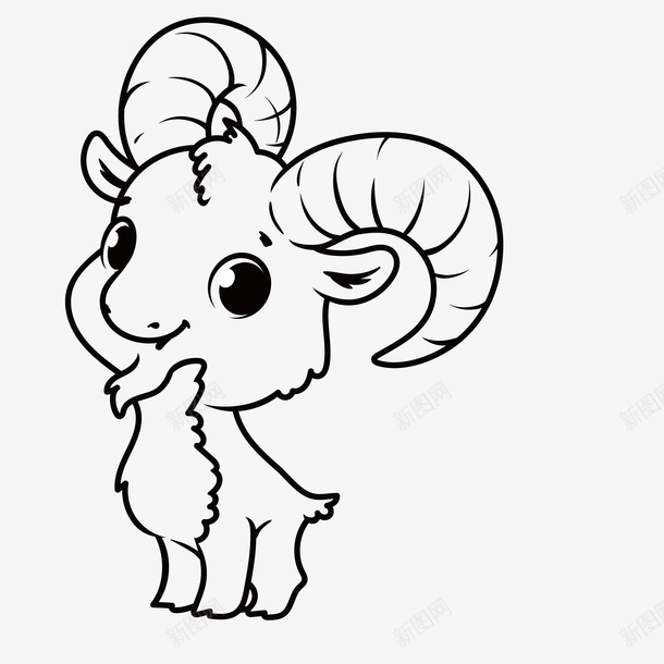 简笔素描可爱山羊png免抠素材_新图网 https://ixintu.com 动物 可爱的 山羊 犄角 简笔 素描 线条 胡须
