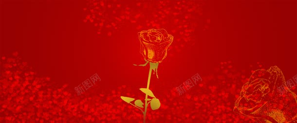 红色浪漫背景jpg设计背景_新图网 https://ixintu.com 喜庆海报 心形 模板下载 海报设计 源文件 玫瑰花 素材下载 金玫瑰