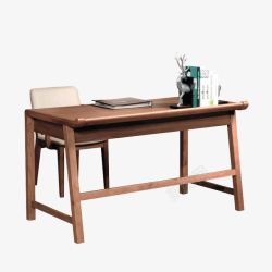 实木书桌书桌电脑桌写字台原木桌椅高清图片