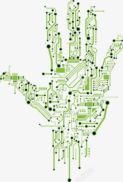 绿色电子时钟设计绿色手掌线路图矢量图高清图片