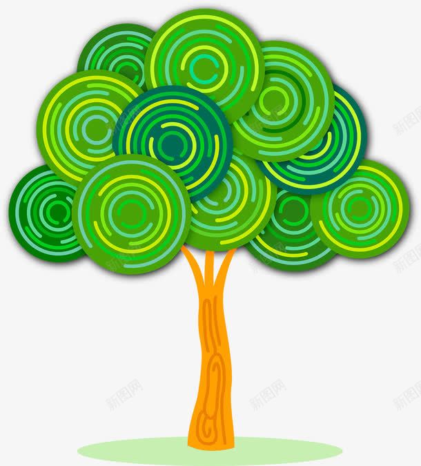绿色创意花纹大树png免抠素材_新图网 https://ixintu.com 创意 大树 绿色 花纹