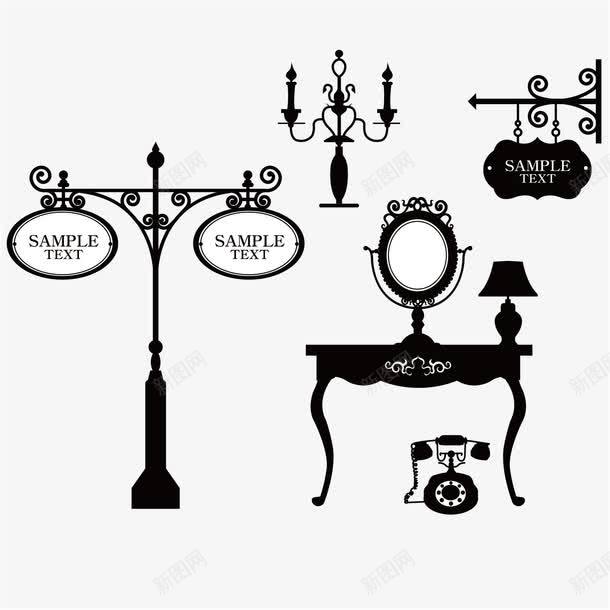 复古招牌标签矢量图ai免抠素材_新图网 https://ixintu.com 招牌 标签 梳妆台 欧式 路牌 矢量图