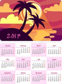 袖珍椰子日历卡片高清图片