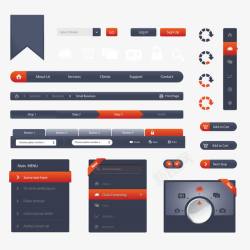 ui导航条设计矢时黑灰色网页模板图标高清图片