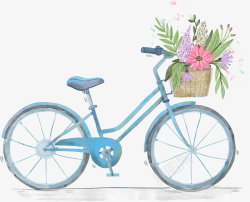 春暖花开蓝色自行车素材
