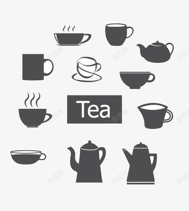 茶壶icon图标png_新图网 https://ixintu.com icon 冲茶 图标 图案 扁平 欧式 灰色 热 绿茶 茶 茶壶 茶杯 马克杯