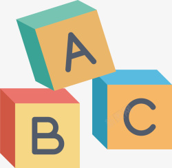 英文字母积木字母方块玩具矢量图高清图片