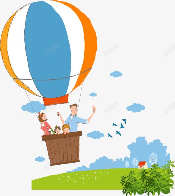 手绘在氢气球上的一家四口矢量图eps免抠素材_新图网 https://ixintu.com 卡通人物 家庭 氢气球 矢量图
