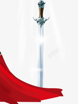 锋利刀剑亮剑红绸广告宣传高清图片