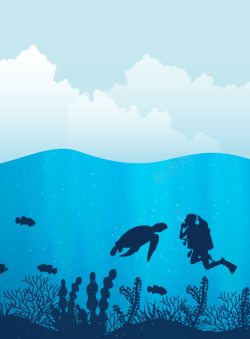 蓝天白云海洋潜水背景图案素材