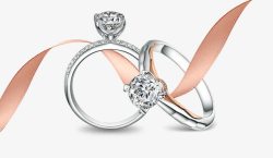 亮色银戒指婚礼结婚银戒指飘带高清图片