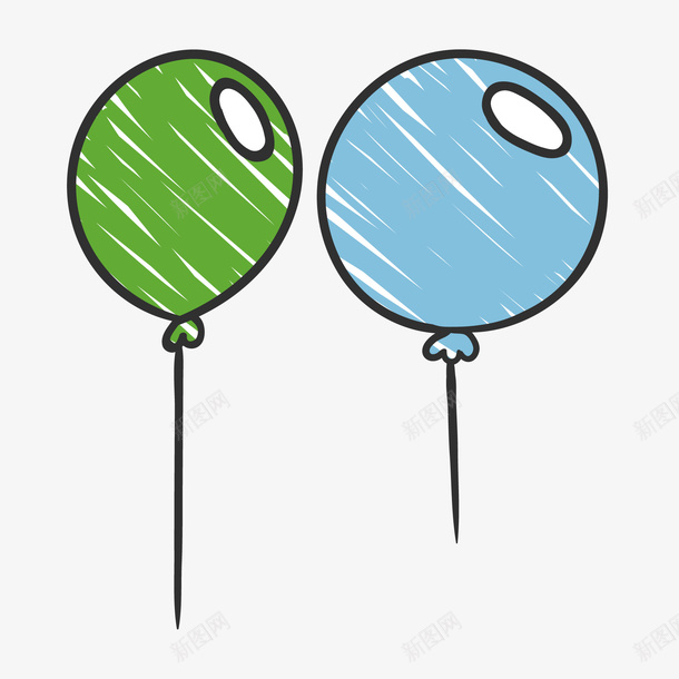 彩色手绘气球元素矢量图ai免抠素材_新图网 https://ixintu.com 卡通 弧度 弯曲 彩色 手绘 插画 气球 漂浮 高光 矢量图