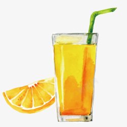 橙汁饮品手绘橙汁高清图片