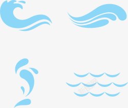 水动画创意蓝色浪花水滴元素高清图片