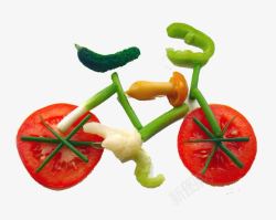 水果自行车创意果蔬造型高清图片