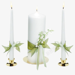 绿色蜡烛3只白色蜡烛烛台高清图片