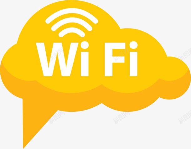 黄色wifi云朵标签png免抠素材_新图网 https://ixintu.com wifi 世界电信日 云朵标签 信号 无线网 移动网络 网络