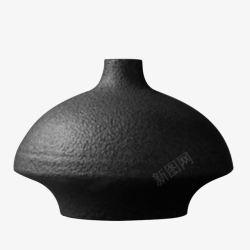 粗陶瓷黑色不规则型状花瓶高清图片