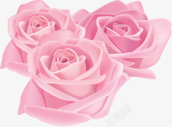 爱情印花手绘粉色三朵玫瑰花高清图片