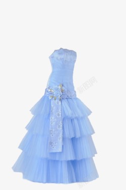蓝色婚纱长裙素材