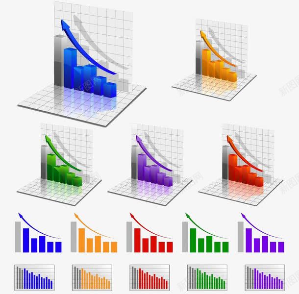 多彩上升趋势png免抠素材_新图网 https://ixintu.com 上升箭头 上升趋势 业绩增长 公司趋势 投影 蓝色的长方形 透明板块