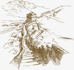 欧式建筑线描手绘建筑矢量图高清图片