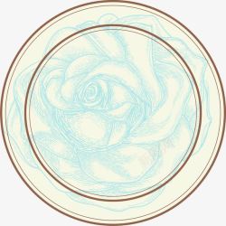 圆圈唯美彩墨蓝色玫瑰花装饰高清图片