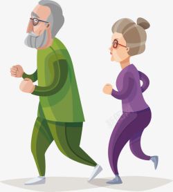 老年健康健身锻炼的老年夫妇高清图片