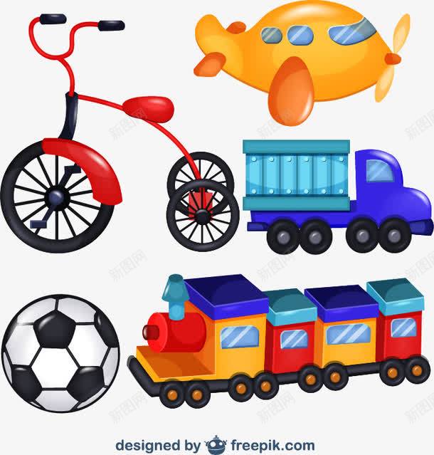 卡通玩具png免抠素材_新图网 https://ixintu.com 儿童自行车 孩子 玩具 玩具火车 玩具货车 童车 足球 飞机
