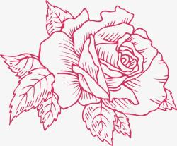 玫瑰花树叶环手绘玫瑰花图标高清图片