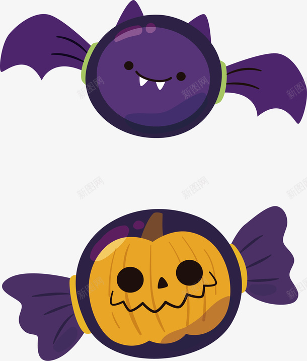紫色蝙蝠糖果png免抠素材_新图网 https://ixintu.com 万圣节 南瓜糖果 矢量png 糖果 紫色糖果 蝙蝠糖果